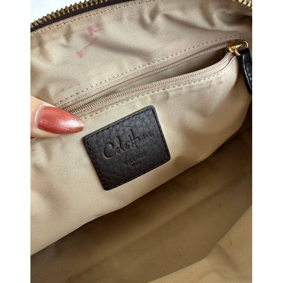 Cole Haan Barrel Satchel Purse Handbag Dark Chocolate Espresso Pebble Leather - Picture 12 of 15